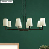 Classic White Hanging Chandelier With 6 Bulbs For Living Room Lighting