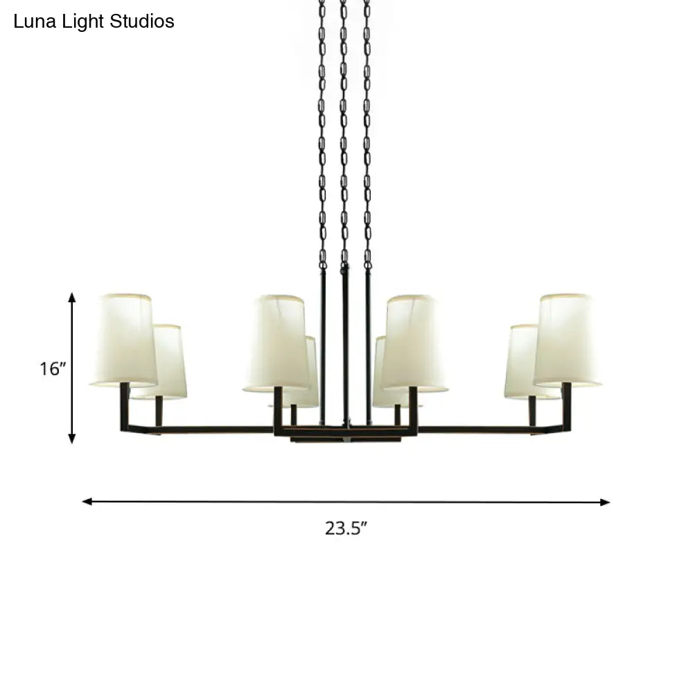 Classic White Hanging Chandelier With 6 Bulbs For Living Room Lighting