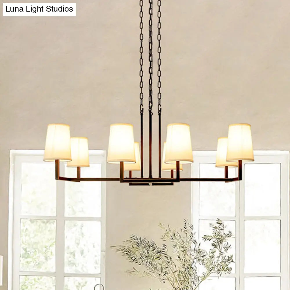 Classic White Hanging Chandelier With 6 Bulbs For Living Room Lighting
