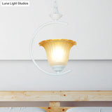 Classical Flared Pendant Light Fixture - White/Black Metal For Living Room Ceiling