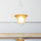 Classical Flared Pendant Light Fixture - White/Black Metal For Living Room Ceiling White