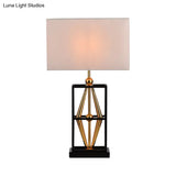 Classical White Desk Lamp With Fabric Shade - Perfect Bedroom Table Light