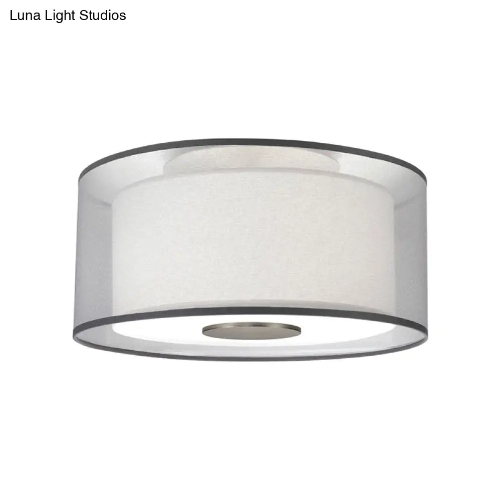 Classical White Fabric Drum Flush Mount Lamp - 4 Lights Ceiling Light Fixture 16’/19.5”/23.5’ Wide