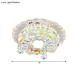 Clear Crystal 5-Light Flush Mount With Flower Shade - Minimal Design