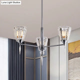 Clear Crystal Cone Shade Chandelier With Straight Metal Arms In Chrome