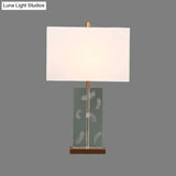 Clear Crystal Desk Lamp: Modern 1 Bulb White Table Light With Fabric Shade