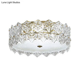 Clear Crystal Flush Ceiling Light - Contemporary Round Bedroom Lighting