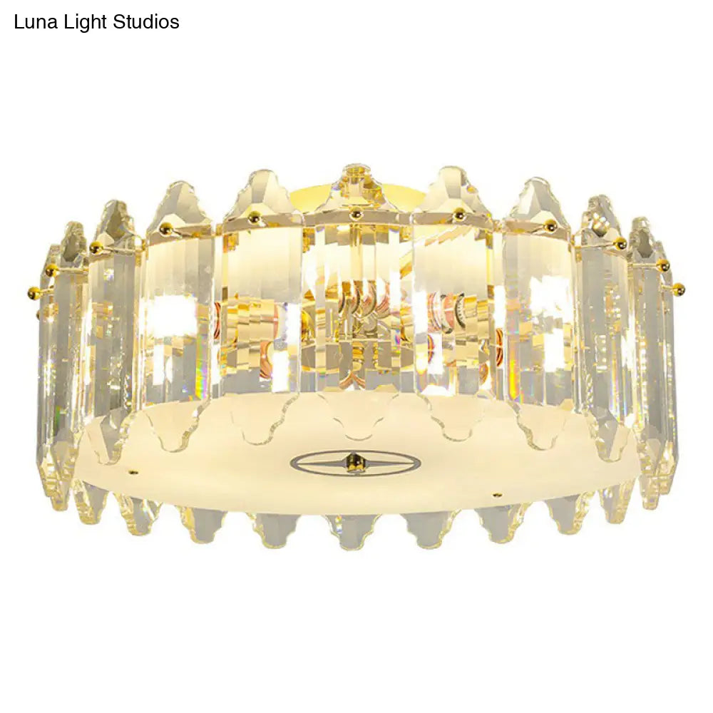 Clear Crystal Flush Mount Ceiling Light Fixture - Elegant 6 - Light Lighting For Bedroom