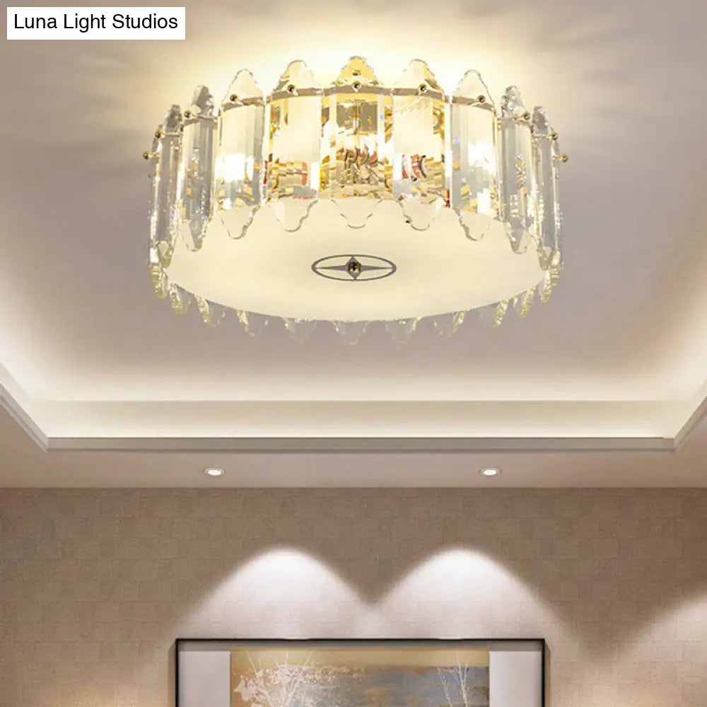Clear Crystal Flush Mount Ceiling Light Fixture - Elegant 6 - Light Lighting For Bedroom