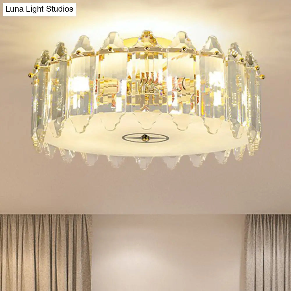 Clear Crystal Flush Mount Ceiling Light Fixture - Elegant 6 - Light Lighting For Bedroom