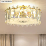 Clear Crystal Flush Mount Ceiling Light Fixture - Elegant 6 - Light Lighting For Bedroom
