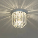Clear Crystal Flush Mount Ceiling Light In White For Luxurious Foyer Décor