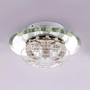 Clear Crystal Flush Mount Ceiling Light - Round Fixture / Warm