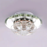 Clear Crystal Flush Mount Ceiling Light - Round Fixture / Warm