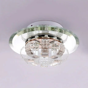 Clear Crystal Flush Mount Ceiling Light - Round Fixture / Warm