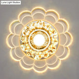 Clear Crystal Hallway Led Flush Ceiling Light Modern Blossom Shape For A Stylish Look / 9W Warm