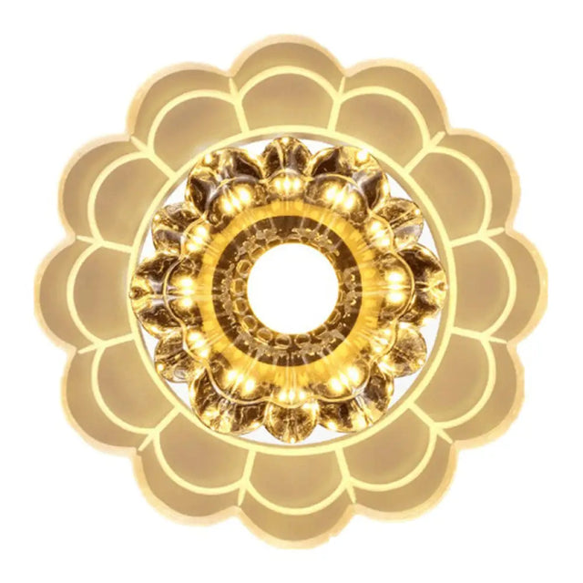 Clear Crystal Hallway Led Flush Ceiling Light Modern Blossom Shape For A Stylish Look