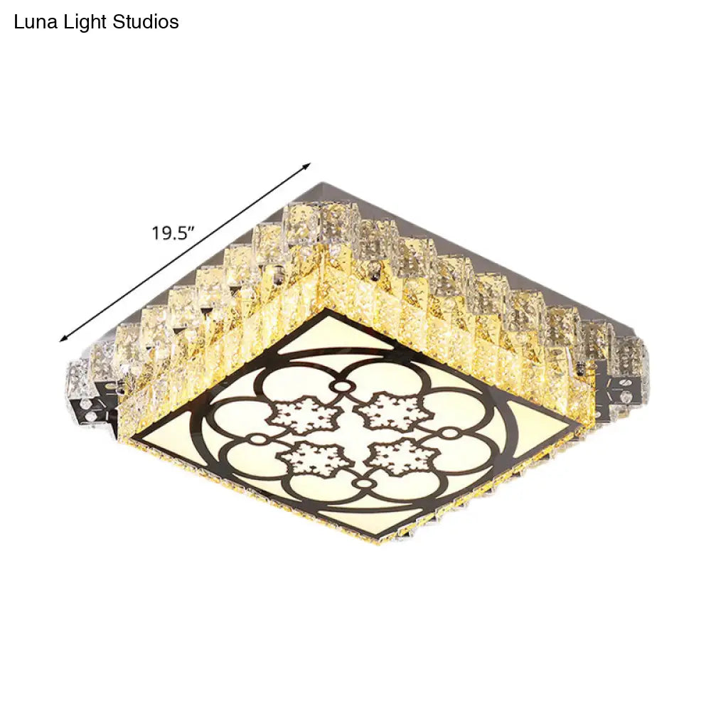 Clear Crystal Led Bedroom Flushmount Ceiling Light