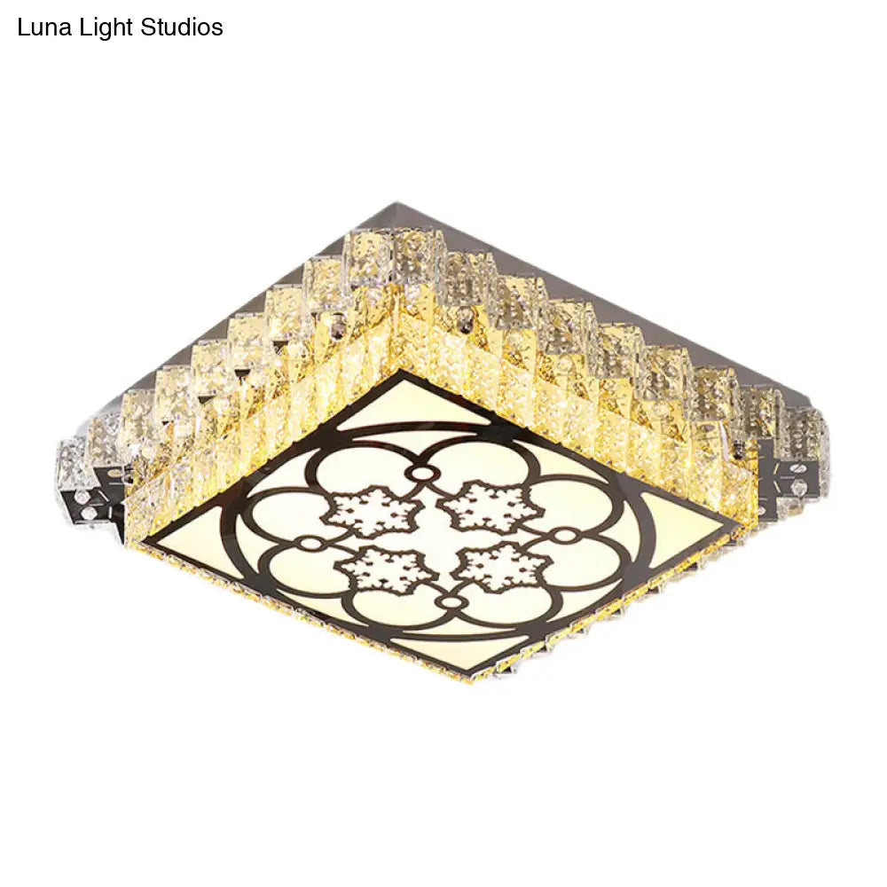 Clear Crystal Led Bedroom Flushmount Ceiling Light