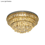 Clear Crystal Led Ceiling Light With Stainless Steel Finish