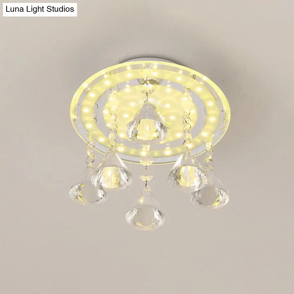 Clear Crystal Led Flush Mount Ceiling Lamp For Hallways