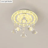 Clear Crystal Led Flush Mount Ceiling Lamp For Hallways