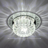 Clear Crystal Led Flush - Mount Ceiling Light Fixture For Aisle With Modernist Design / White Round