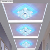 Clear Crystal Led Flush Mount Ceiling Light For Hallways And Corridors