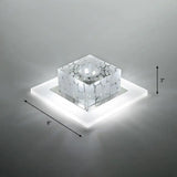 Clear Crystal Led Flush Mount Ceiling Light For Hallways And Corridors / 8’ White