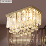 Clear Crystal Led Flushmount Ceiling Light - Sleek Cuboid Design For Corridors