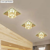 Clear Crystal Led Flushmount Ceiling Light With Beveled Cubic Design - Modern Lighting Fixture