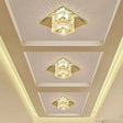 Clear Crystal Led Flushmount Ceiling Light With Beveled Cubic Design - Modern Lighting Fixture
