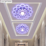 Clear Crystal Led Scalloped Flush Ceiling Light - Modernist Fixture For Hallways