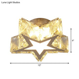 Clear Crystal Led Star Flush Mount Ceiling Light - Contemporary Design For Corridors 6.5’/10’ Width