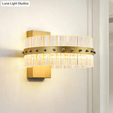 Clear Crystal Led Wall Lamp - Contemporary Style Gold Finish For Bedroom Lighting