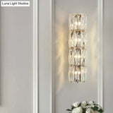 Clear Crystal Linear Wall Light Fixture - Modernist 2/3/4 Lights Sconce For Dining Room