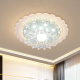 Clear Crystal Mini Ceiling Lamp With Scalloped Design - Led Flush Mount Light For Passageway And