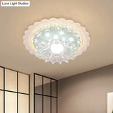Clear Crystal Mini Ceiling Lamp With Scalloped Design - Led Flush Mount Light For Passageway And