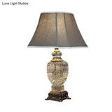Clear Crystal Night Light Table Lamp - Traditional Brown Urn Shape With Carved Base