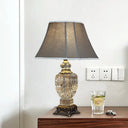 Clear Crystal Night Light Table Lamp - Traditional Brown Urn Shape With Carved Base