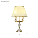 Clear Crystal Nightstand Table Lamp - Rustic Beige Candlestick Living Room Lighting Set Of 4 Lights