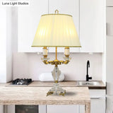 Clear Crystal Nightstand Table Lamp - Rustic Beige Candlestick Living Room Lighting Set Of 4 Lights