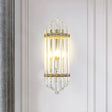 Clear Crystal Pipe Flush Wall Sconce - Mid Century 1 Light For Living Room