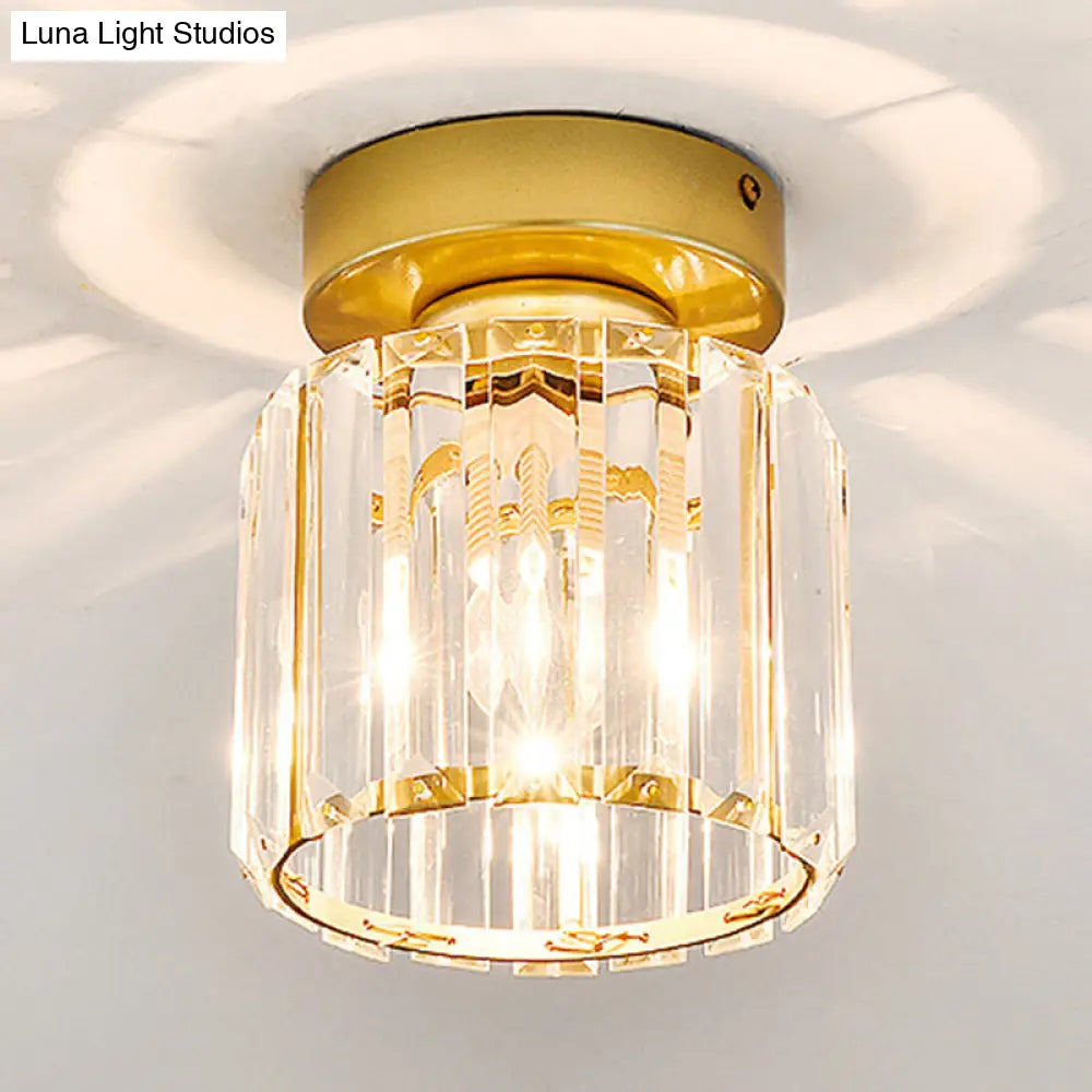 Clear Crystal Semi Flush Mount Modern Ceiling Light For Hallway