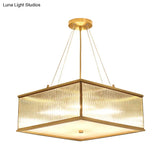 Clear Crystal Suspension Lamp: Modern 4-Light Brass Chandelier