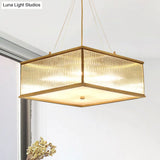 Clear Crystal Suspension Lamp: Modern 4-Light Brass Chandelier