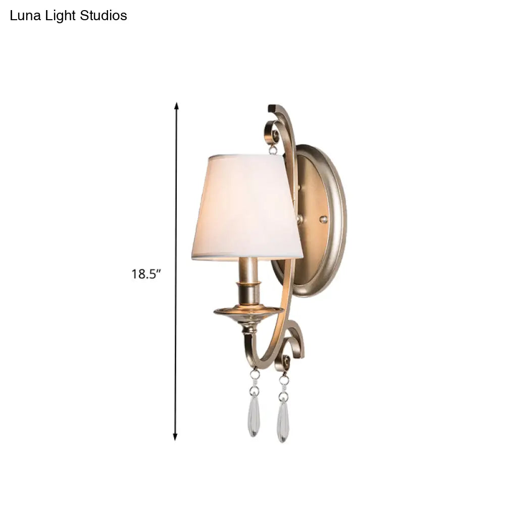Clear Crystal Wall Lamp With Brass Tapered/Candle Design For Bedroom 1/2 Heads And Shade/Shadeless
