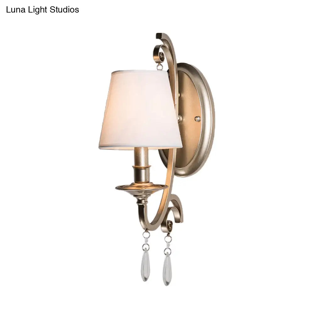 Clear Crystal Wall Lamp With Brass Tapered/Candle Design For Bedroom 1/2 Heads And Shade/Shadeless