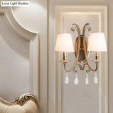 Clear Crystal Wall Lamp With Brass Tapered/Candle Design For Bedroom 1/2 Heads And Shade/Shadeless