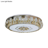 Clear Cut Crystal Blocks Flushmount Led Ceiling Lamp - Modern Stainless - Steel Design With Blossom